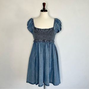 Free People Denim Lace-up Dress, Medium